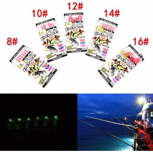 HOT!Simulated Fish Skin String Hooks Sabiki Rig for Sea Luminous Soft Shrimp 6pcs/set Fishing Hook Lure Bait Tackle Accessory