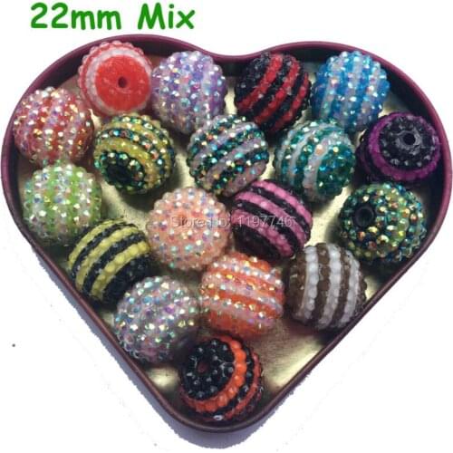 AB Rhinestone Ball 22mm 5pcs Blue Loose Big Stripe Resin Disco Rhinestone Pave Ball for Christmas Decoration Article