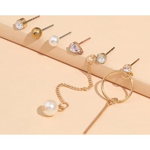 Aprilwell 8 Pairs Of Ear Studs 2021 Jewelry Sets Pearl Shinny Lady Trendy Earrings
