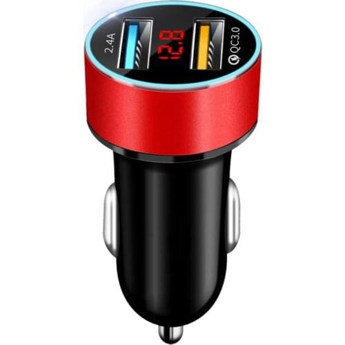Auto Accessories Dual USB Digital Display Car Charger Portable Car Cigarette Lighter With LED Display Car Charger