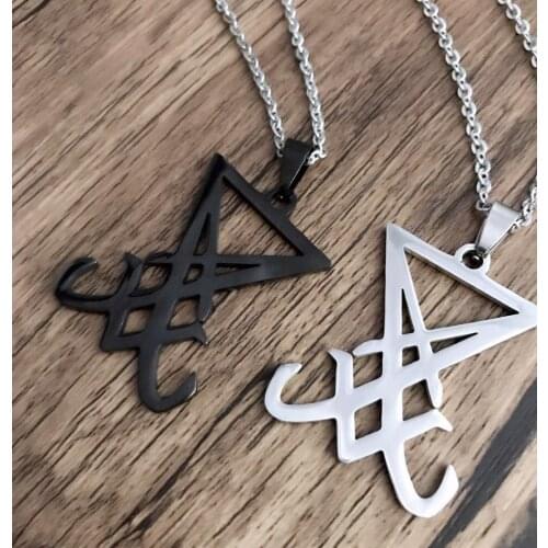 Mens Necklace Sigil Of Lucifer Satanic Symbol Seal Of Satan Pendant Demon Side Of Lucifer Satanic Necklaces Jewelry 24Inch