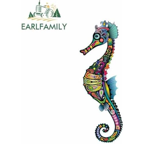 EARLFAMILY 13cm x 4.6cm Patterned Seahorse Cartoon Funny Car Stickers Vinyl JDM Bumper Trunk Truck Graphics Windshield Bumper