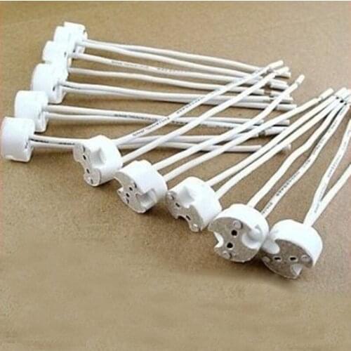 High Quality 10pcs GU5.3 Ceramic Halogen Light Lamp Holder Wire Connector Socket MR16 Base Ceramic Lamp Socket