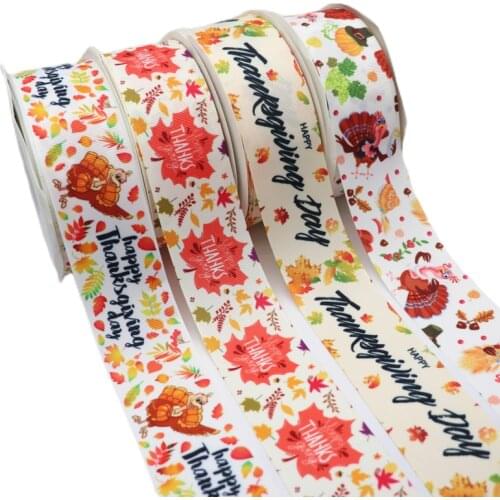 5 Yards 2" 50MM Thanksgiving Printed Grosgrain Ribbons For Hair Bows DIY Handmade Materials Y2020102001