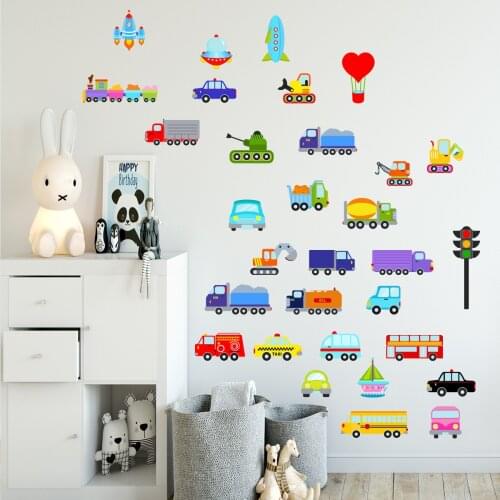 Creative cartoon transport wall stickers toy room childrens room decoration self-adhesive wall stickers room decor
