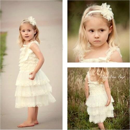 Lace Baby Girls Dress Summer Style Sleeveless Shoulderless Fluffy 3 Layer Flower Princess Pageant Party White Wedding Baby Dress