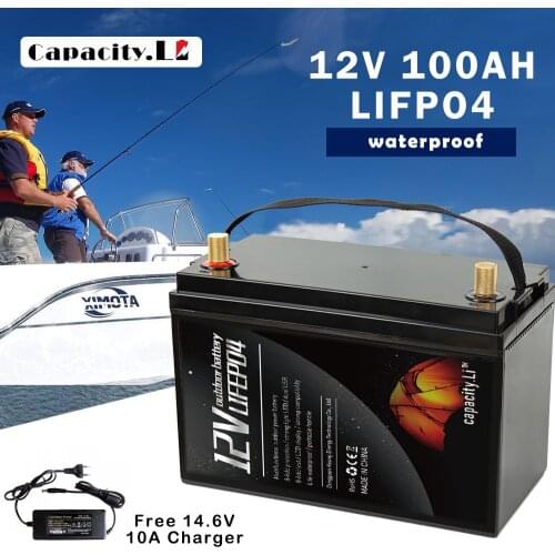 Capacity Li Motorboat Battery 12V 100Ah Lifepo4 Waterproof Rechargeable Lithium Rion Battery Pack For Motor Towing Or Yacht