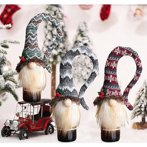 Multi-color Long Hat Christmas Gnomes Wine Bottle Covers for Wine Bottle