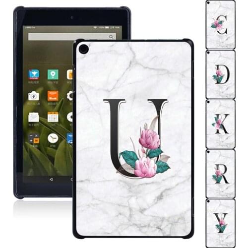 Fashion Plastic Tablet Cover Case For Fire 7 5/7/9th Gen/HD 8/10/Fire HD 8/Plus 10th Gen 2020 Letter Series Hard Shell+Stylus