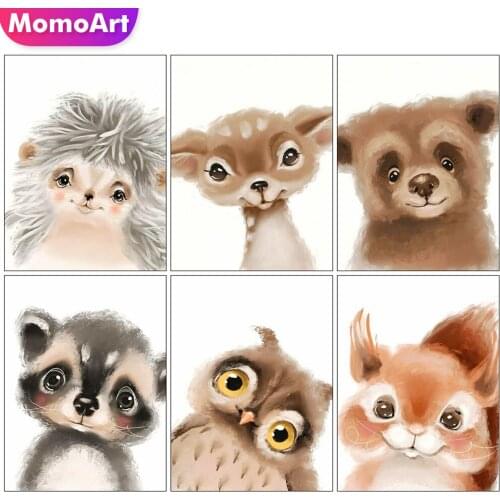 MomoArt Full Drill Diamond Painting For Kids Owl Diamond Embroidery Bear Animal Handmade Gifts Home Decoration