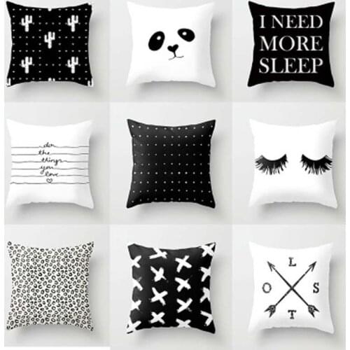 Scandinavian style black and white geometry pillowcase cushion cover sofa car home decoration lumbar pillowcase