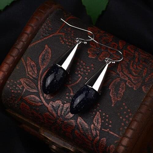 New Fashion Top Quality Artificial Celestite Shine Natural Water Drop Earrings for Women Boho Jewelry