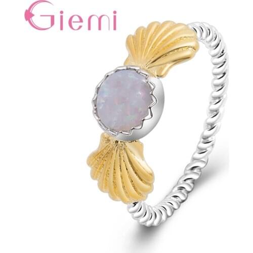 Newest Hot Gold Color Wings Shape 925 Sterling Silver Brand Rings for Women Shiny Opal Crystal Wedding Party Jewelry