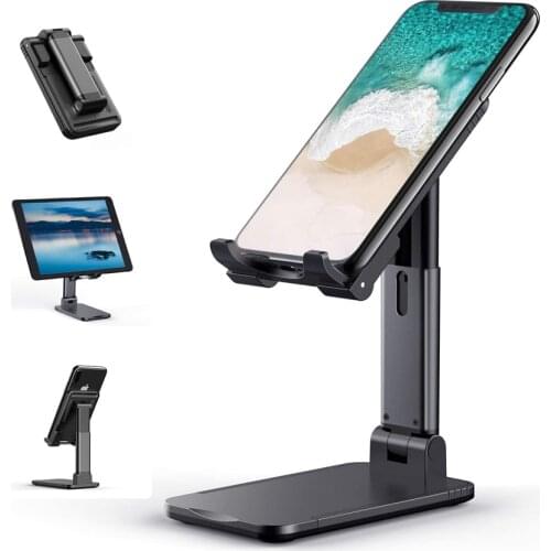 Cell Phone Holder, Angle Height Adjustable Table Stand for Desk, Compatible with all Mobile Phones, iPad, Kindle, Table, etc