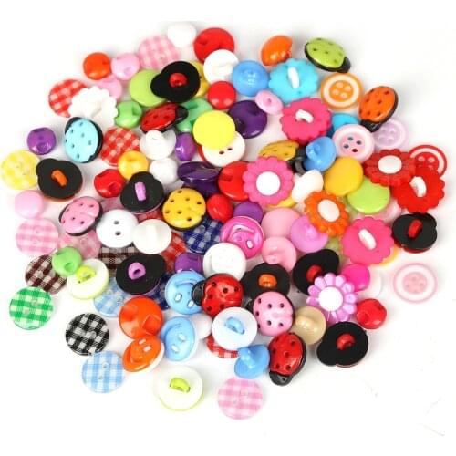 50pcs Multi-Shapes Buttons Sewing Craft Clothes Accessories 9-15mm Buttons Botones For Scrapbooking Dyed Plastic Randomly Mixed