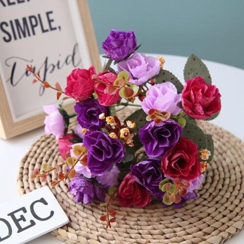 Real Touch Mini Silk Artificial Poppy Bouquet/Wedding Festive Box of Roses for DIY Scrapbook Flowers