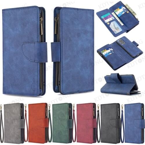 Luxury Card Pack Leather Case For HUAWEI P40 PRO LITE E Case For HUAWEI P30 LITE Two In One Zipper Card Pack with Lanyard Cover