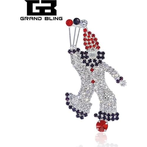 Handmade Souvenir Rhinestone Clown Lapel pins Brooch Jewelry