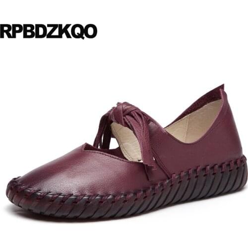 Handmade Soft Japanese Chinese China Tassel Red Wine Flats Retro Round Toe Women Mary Jane Ethnic Knot Maternity Shoes Fringe
