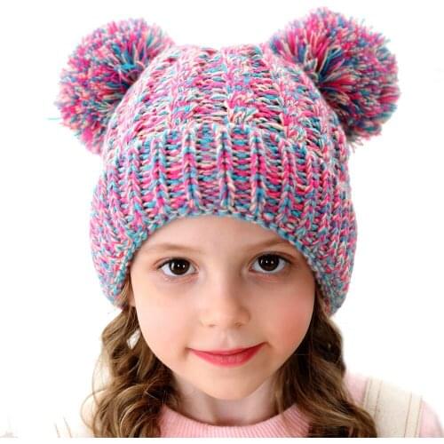 Baby Hat For Girls Bucket Knitted Hat Baby Winter Hats Hats for Girls Infant Newborn Double Ball Cap Childrens Hats Kids Caps