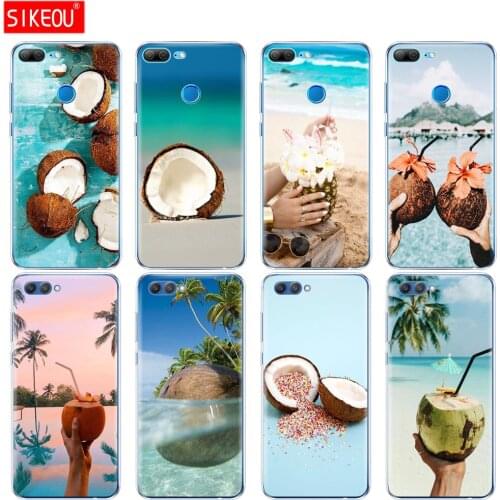 Silicone Cover phone Case for Huawei Honor 10 V10 3c 4C 5c 5x 4A 6A 6C pro 6X 7X 6 7 8 9 LITE Coconut on the beach