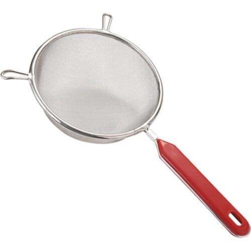 1pcs Double Fine Mesh Colander Strainer Stainless Steel Wire Sieve Sifter With Plastic Handle Kitchen Supplies Cooking Tools