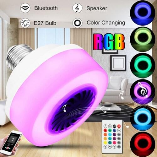 LED Light Bulb Color Changing Music Sync Bluetooth-compatible Dimmable E27 Light Bulb with Remote/APP Control Home Decor