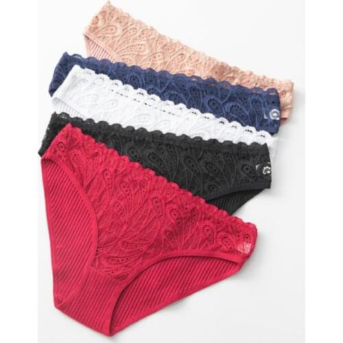 3PCS/Lot Womens Panties Woman Cotton Underwear Sexy Sensual Lingerie Ladies Breathable Lace Embroidery Briefs Lot Underpanties