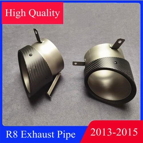 2 Pieces R8 Carbon Exhaust Tailtip Pipe Muffler Tips For Audi 2013-2015 Full Matte Car Rear Exhausts System