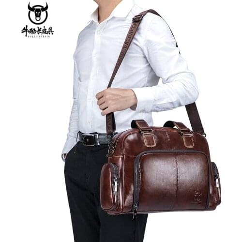 Genuine Leather Large Capacity Men Briefcase Business Travel Laptop Handbag High Quality Male Shoulder Messenger Bag Trendy 2021