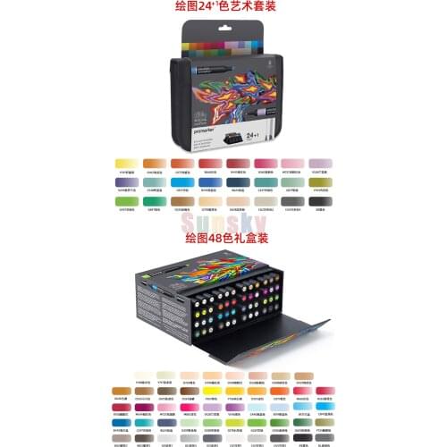 Winsor & Newton Promarker Brush 6 12 24 48 96 color Essential Collection Alcohol comics building Art Scenery Marker Gray Red Set