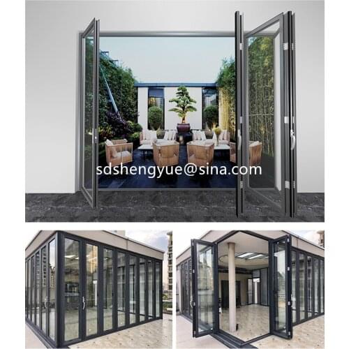 The clamp hand door Commercial villa aluminum frame glass door/aluminum bi folding door