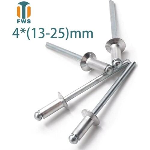 10PCS M4 Multi Size Aluminium Open End Countersunk Head Break Mandrel Blind Rivet Nail Pop Rivets for Furniture Car Aircraft