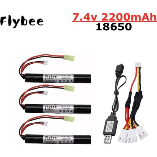 18650 Airsoft gun battery Lipo Power Battery 7.4V 2200MAH 40C AKKU Mini Airsoft toys Gun 7.4 V 2200 mAh Battery model parts