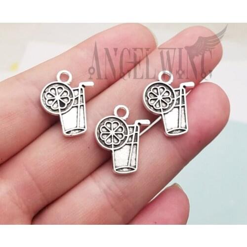 25pcs/lot--19x16mm, drink chams, Antique silver plated cold drink cup charms,DIY supplies, Jewelry accessories