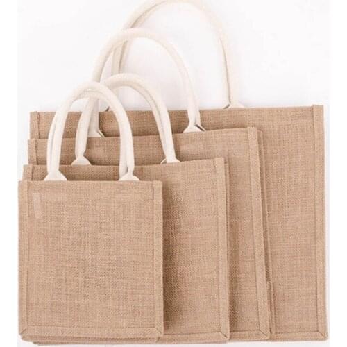 Jute Burlap Tote Large Reusable Grocery Bags with Handles Women Shopping Bag