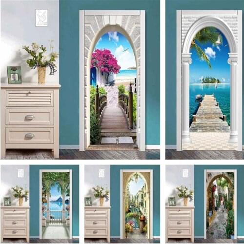 3D PVC Arch Door Sticker Peel And Stick Vinyl Wallpaper Corridor Bedroom Decoration Mural Custom Size Home Design Art Wall Decal