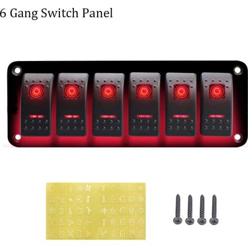 46 Gang Car Marine Boat Switch Panel 12~24 V Waterproof Breaker Circuit Rocker Switch Control Panel with Blue Red Green LED