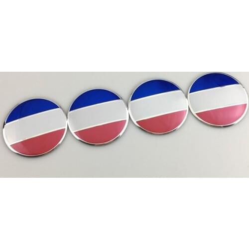 4Pcs 56mm French Flag Auto Wheel Center Hub Cap Badge Emblem Decal Sticker Car Accessories
