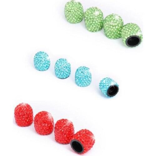 4PCS Set Car Tire Cap Air Sealing Cap crystal Diamond Universal Valve Core Cap Car Decoration Car Accessories Auto Products LT09
