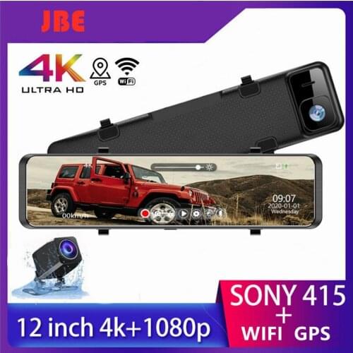 4K 12''Car Video Recorder Rearview Mirror Car Dvr Sony IMX415 HD 3840*2160P Dash Cam With WIFI GPS Night Vision Reverse Camera