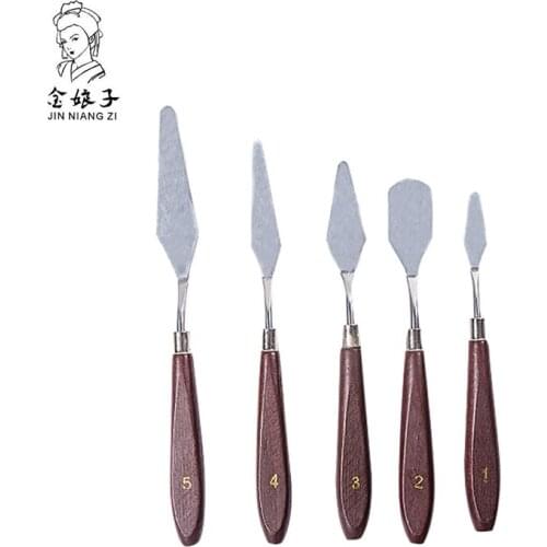 5PCS DIY Stainless Steel Palette Knife Set Palette Scraper Set Painting Knife Blade Artist Oil Painting Tools DAF004