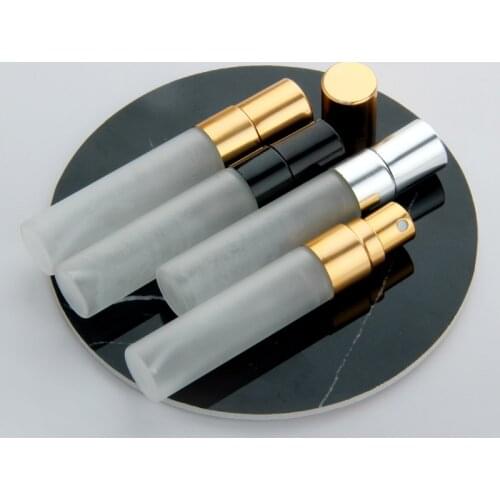 50 pcs/Lot 5ml Frosted Glass Perfume Bottle Spray Bottles With Black and White Box Atomizer gift Package