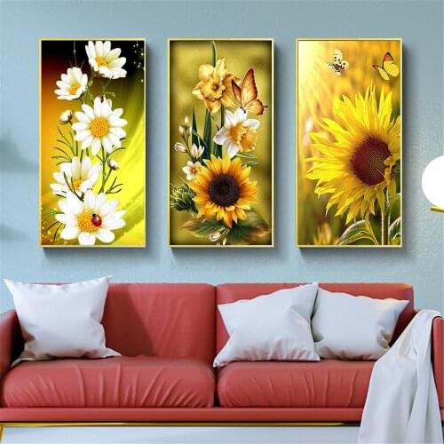 5d DIY Mosaic Diamond Art Painting Flower Full Square Sunflower Butterfly Diamond Embroidery Cross Stitch Kit Decor Craft Gift