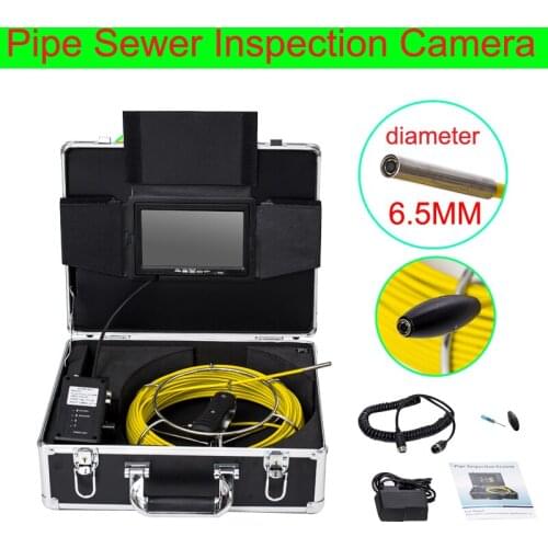7Inch Screen Monitor 6.5MM Camera Head 20M Cable Reel Waterproof Drain Sewer Pipe Camera System With DVR Function And Sun-visor