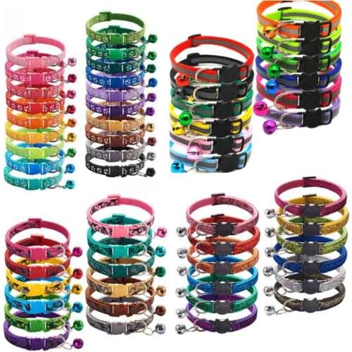 Wholesale 180pcs Puppy Kitten Accessories Collier Luxury Chat Collares Gatos Cat Collar Safety Adjustable Buckle Accessories