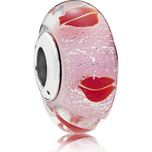 Authentic S925 Bead DIY Jewelry Murano Glass Charms fit Lady Bracelet Bangle Kisses All Around Charm Lady Gift