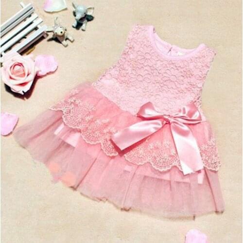 Baywell Newborn Infant Baby Girls Cute Dress Summer Sleeveless Lace Bow Princess Ball Gown Dresses Costumes Clothes