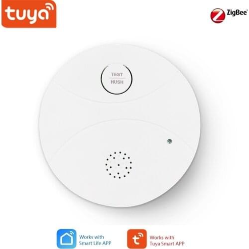 Tuya Smart home Zigbee smoke Detector sensor, Alarm notice push to APP, Support Smart Home Automation with other tuya devices