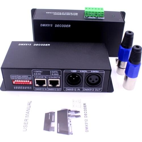 DC12-24V DMX512 Decoder LED Controller 3CH 4Channel Driver RGB/RGBW for 5050 3528 RGB RGBW LED Strip Light